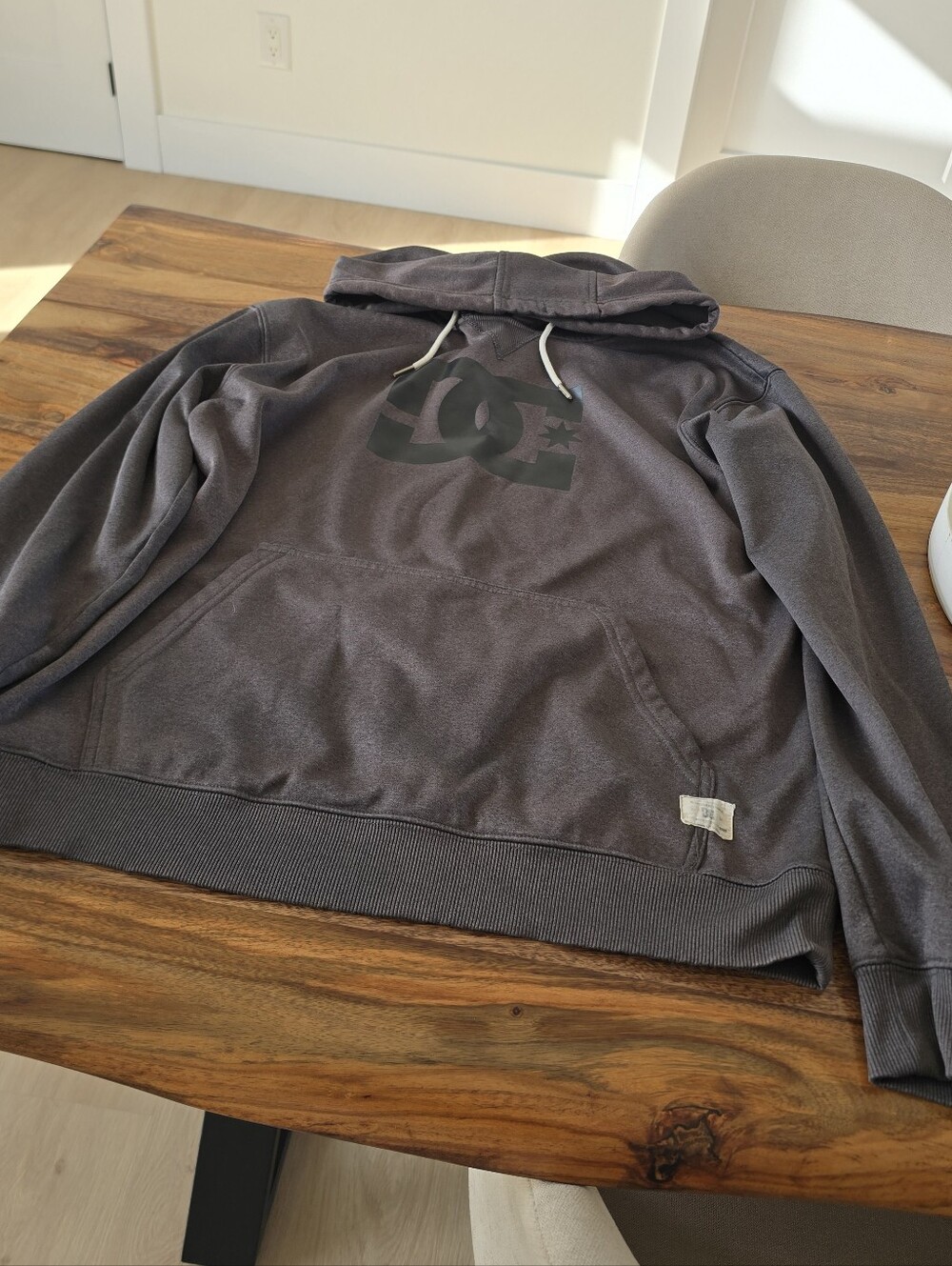 DC Men's Charcoal Hoodie with Logo